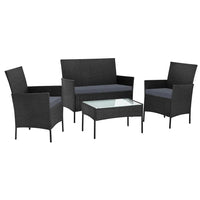 Black protective storage cover for outdoor wicker sofa patio furniture from Gardeon set.