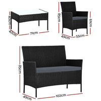 Close-up of black storage cover fitting snugly over Gardeon outdoor wicker lounge sofa set.