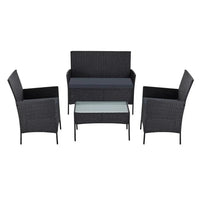 Black waterproof cover protecting Gardeon garden furniture outdoor wicker sofa set.