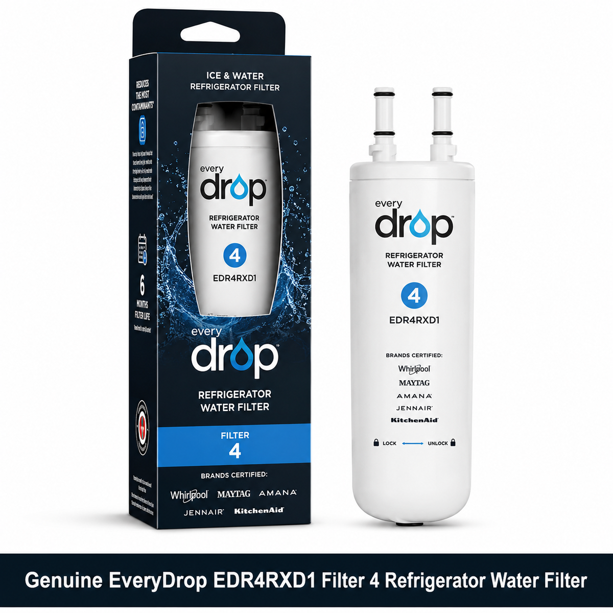 Compatible replacement EveryDrop EDR4RXD1 Filter 4 Refrigerator Water Filter - 1 Pack