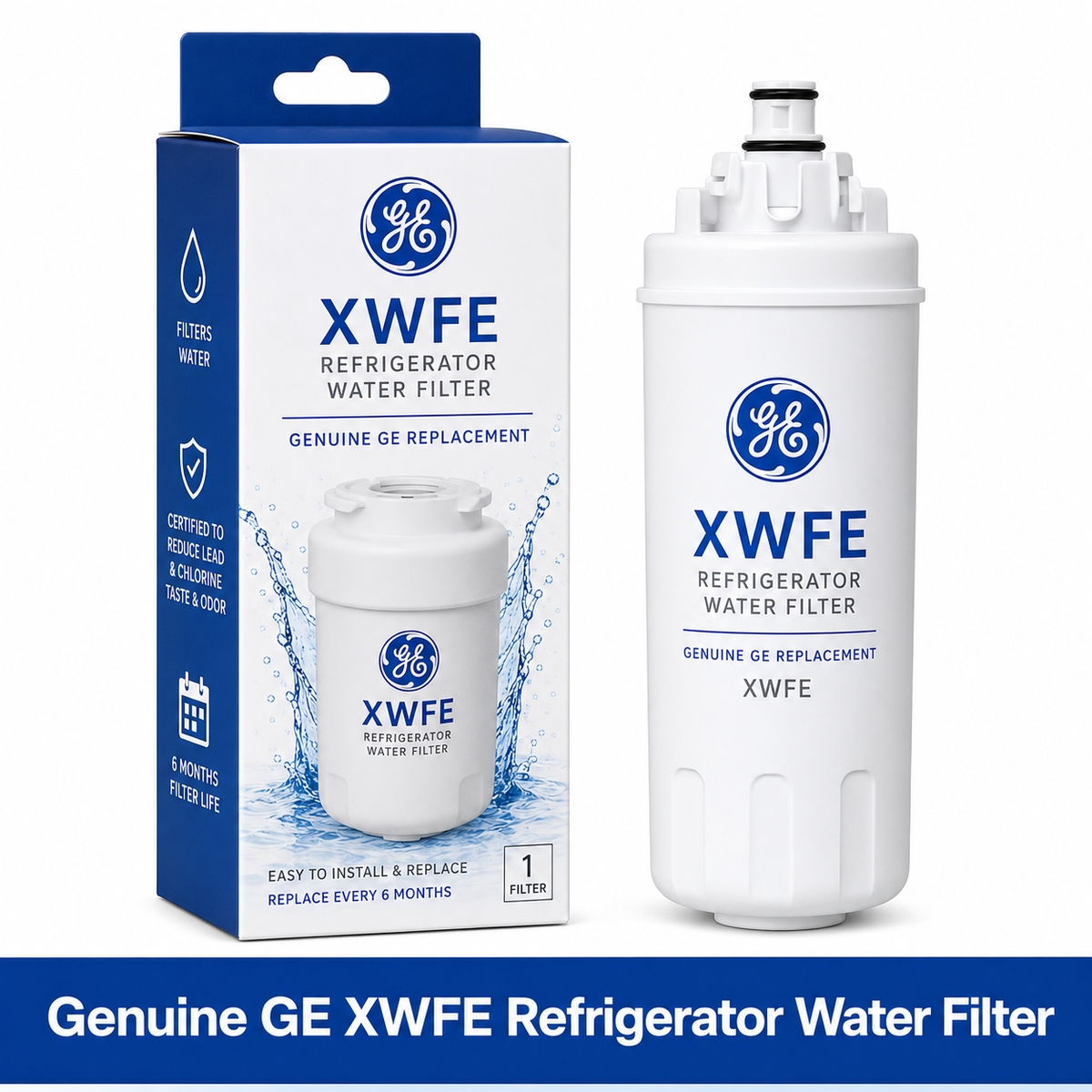 Compatible replacement GE XWFE Refrigerator Water Filter - multi-pack options