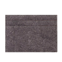 Dark grey coconut leather card holder displayed closed on a white background.
