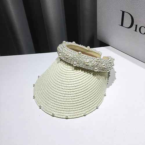 Fashionable Handmade Pearl Lady sun visor beach hat