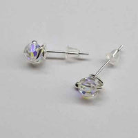 Handmade Sculpted 6mm Silver Spiral Crystal Stud Earrings