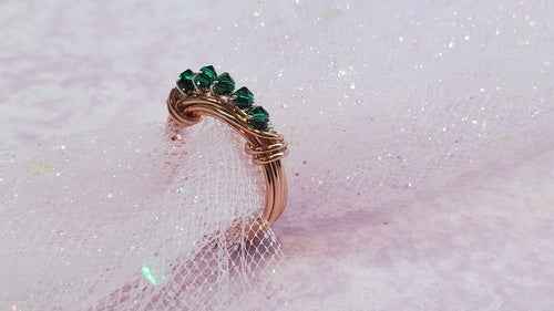 Handmade Wire Wrapped Copper Crystal Birthstone Bling Ring