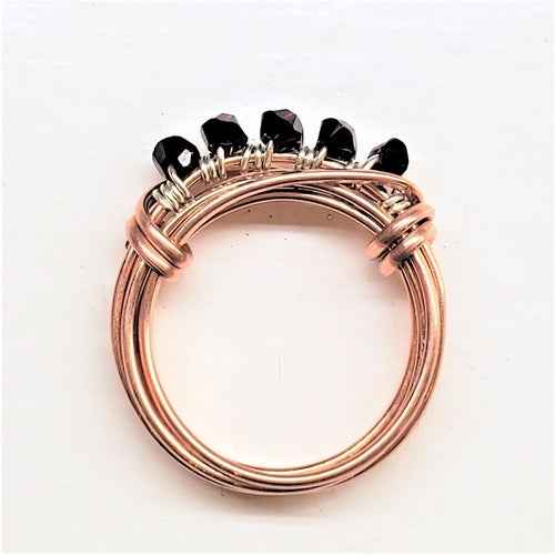 Handmade Wire Wrapped Copper Crystal Birthstone Bling Ring
