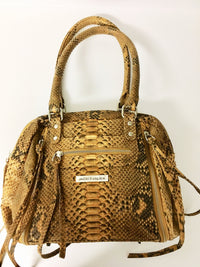 Gold Real Python Satchel with expanding zippers