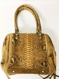 Gold Real Python Satchel with expanding zippers