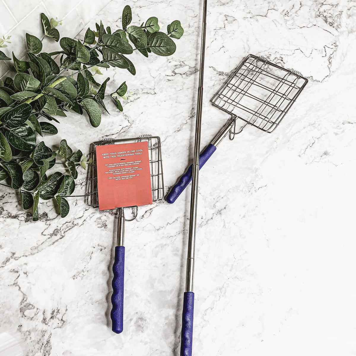 Grilling Basket compact folded view before extending the handle
