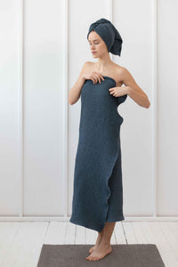 Asphalt Grey linen waffle towel
