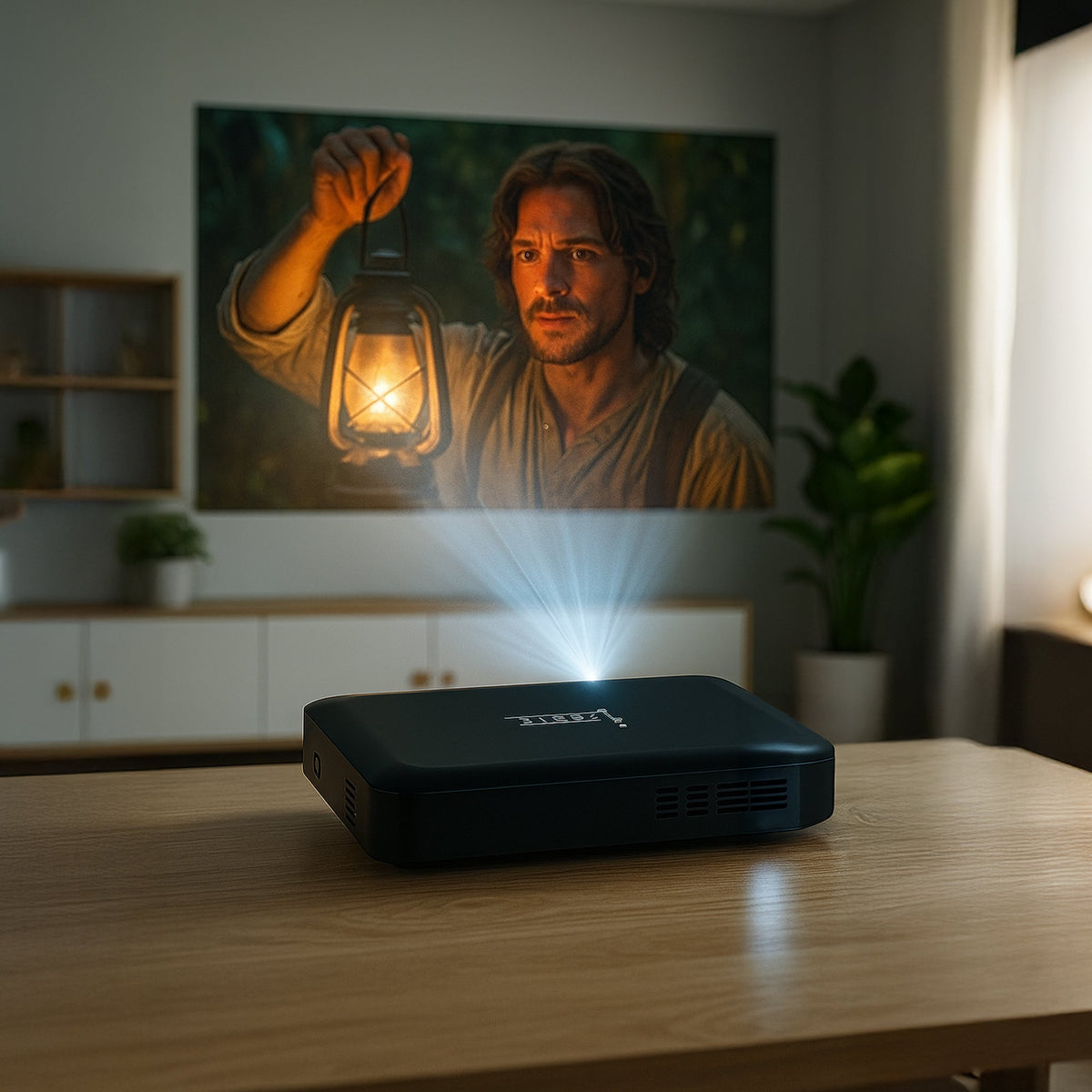 Pursonic Compact HD Projector lifestyle home theater setup