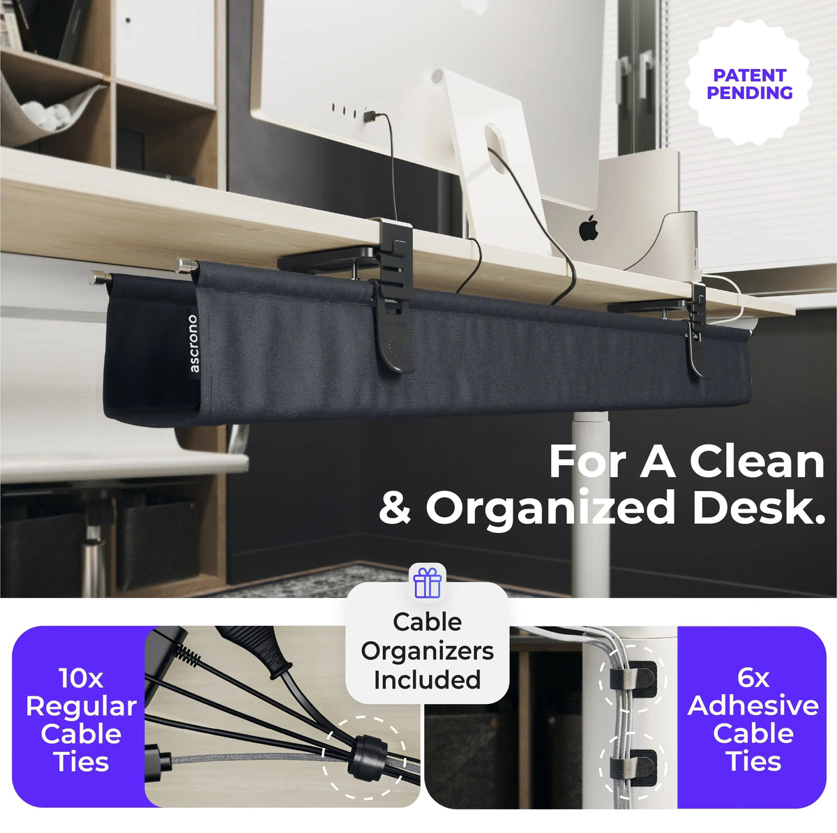 Side profile of Ascrono CableCare Tray highlighting cable holding sections and robustness.