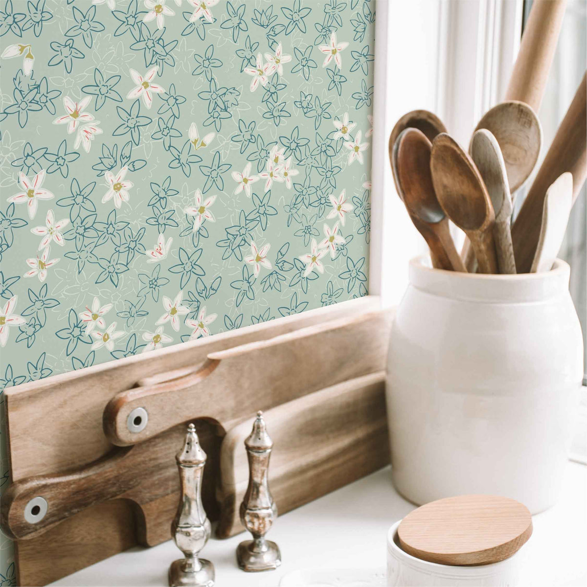 Layers of Floral (Green) Wallpaper