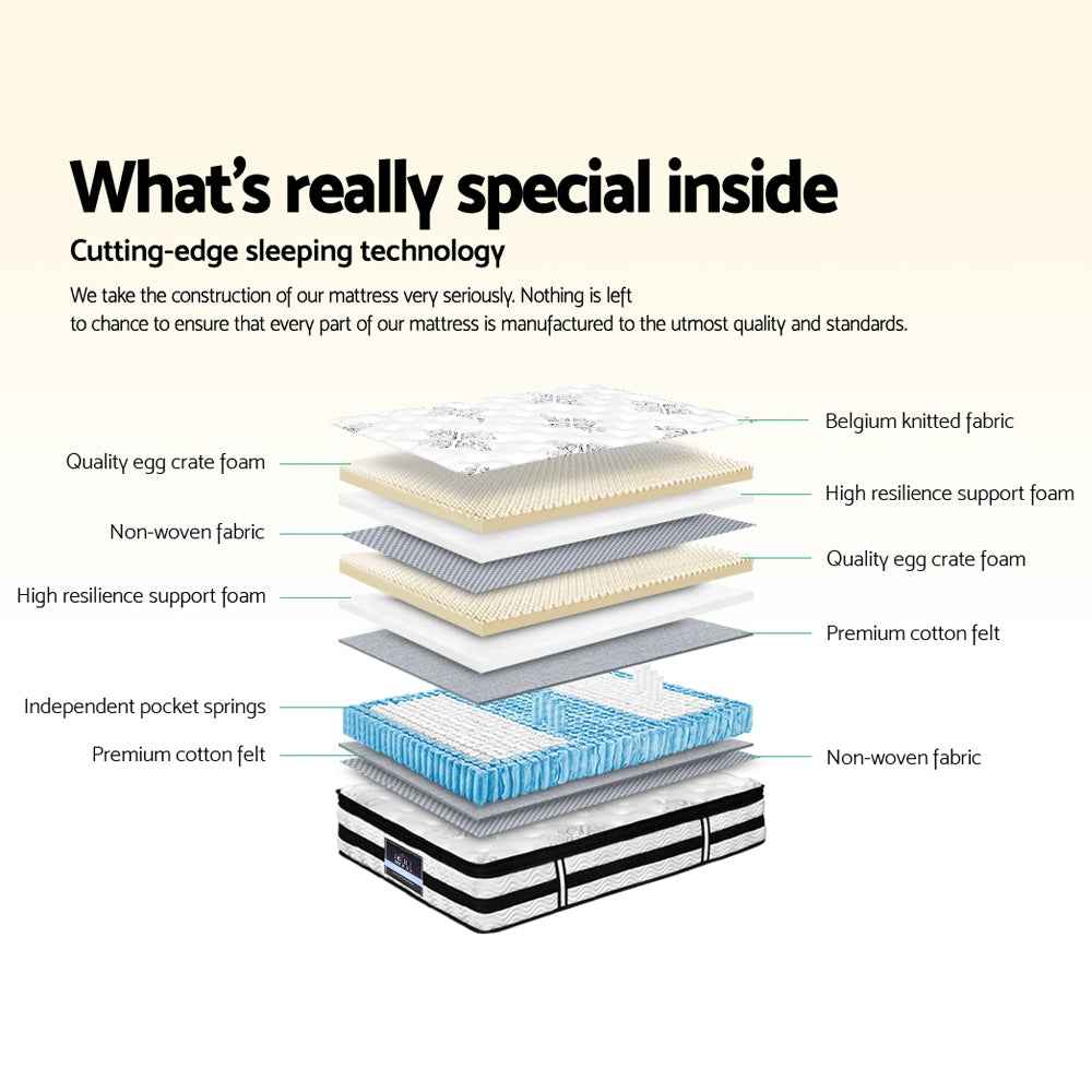 Giselle Bedding Algarve Euro Top Pocket Spring Mattress 34cm Thick –