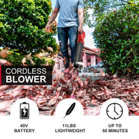 Leaf blower placed on outdoor stone steps highlighting its compact and portable design.