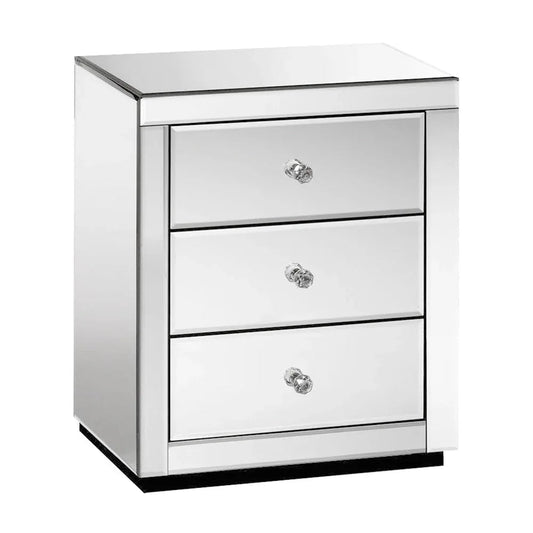 Artiss Mirrored Bedside Table Drawers Furniture Mirror Glass Presia