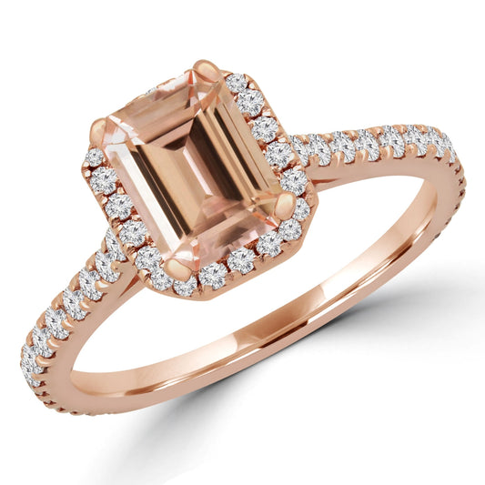 Majesty Diamonds MD180580-5 1.25 CTW Emerald Pink Morganite Halo Engag