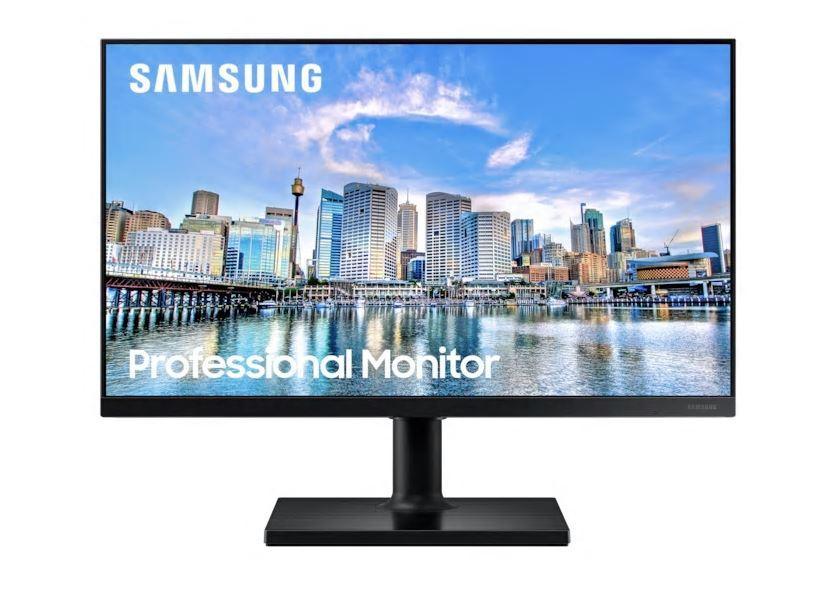 Front view of Samsung 24-inch T45F FreeSync IPS LED monitor with slim bezels on black stand