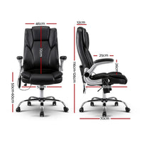 Side view of black PU leather massage chair showing curved ergonomic design and cushioned seat.