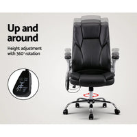 Massage chair powered on with remote control screen displaying massage settings.