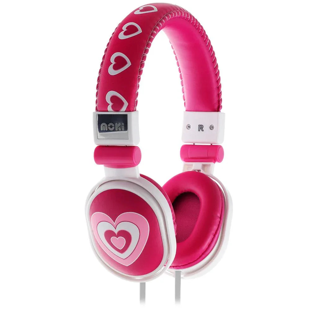 Soft cushioned DJ-style headphones in a stylish heart pattern, designed for comfort and premium sound quality