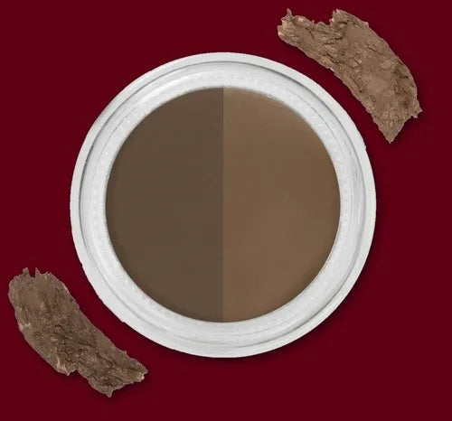 Brown eyebrow gel shade named Magic Dazzle displayed with brush on white background