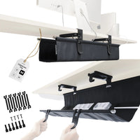 Front view of black Ascrono CableCare Tray emphasizing clean design and cable support features.