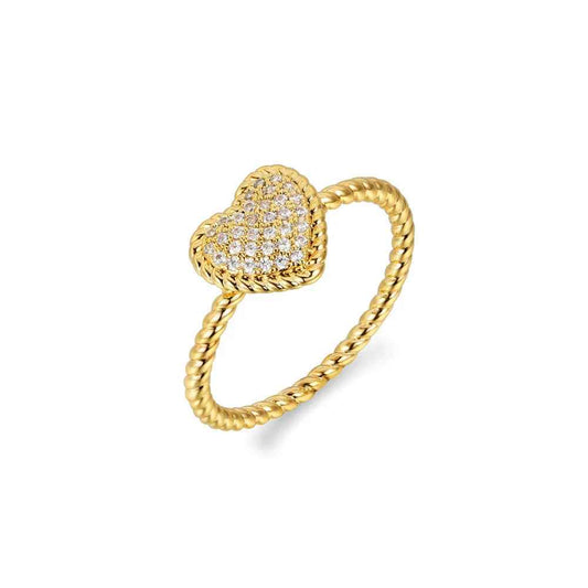 French Retro Love Ring Simple Texture Light Luxury Diamond Love Ring