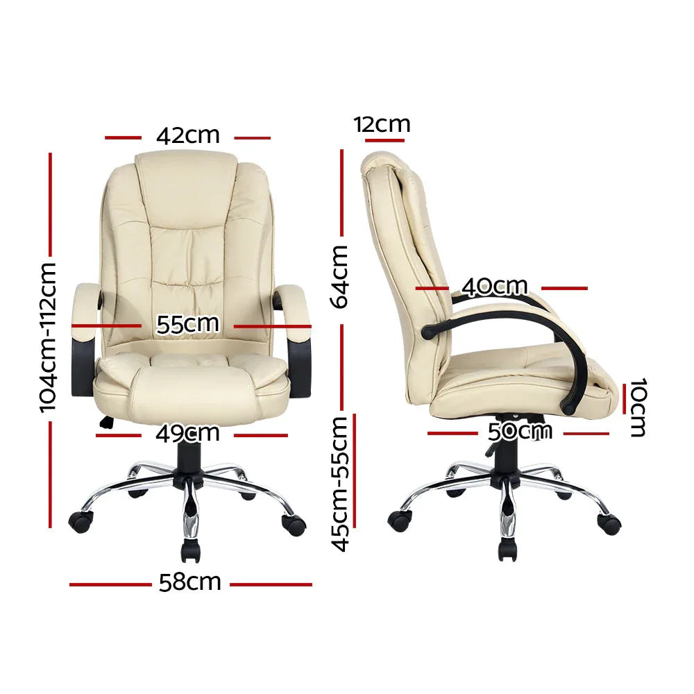 Side view of Artiss office chair showing padded armrest and ergonomic design in black PU leather.
