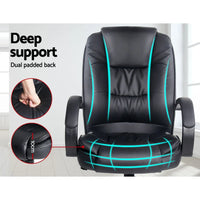 Adjustable height lever and tilt mechanism under the seat of the PU leather office chair.