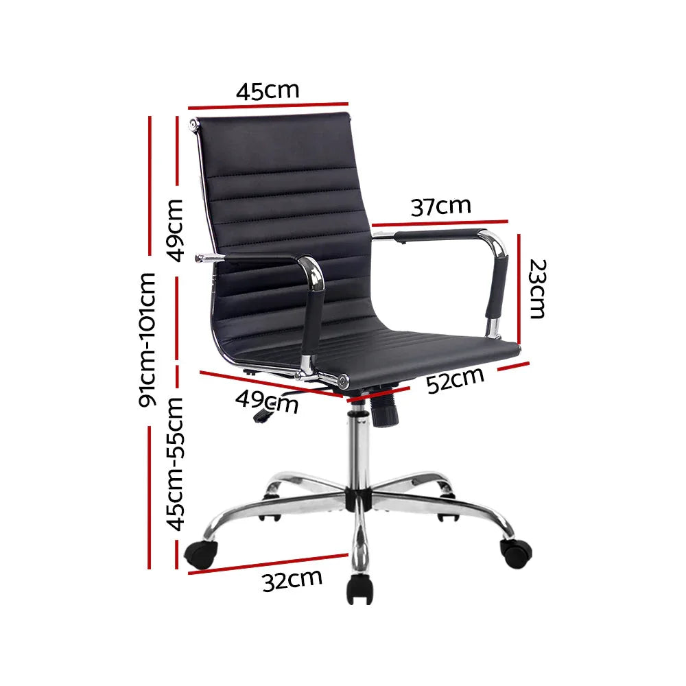 Side view of black Artiss office chair highlighting adjustable tilt and height features.