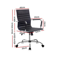 Side view of black Artiss office chair highlighting adjustable tilt and height features.