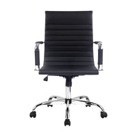 Back view of black gaming office chair showing chrome-finished rack for hanging accessories.