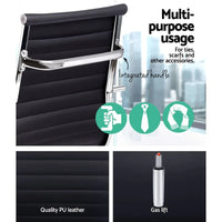 Artiss faux leather office chair with ergonomic backrest and adjustable height lever.