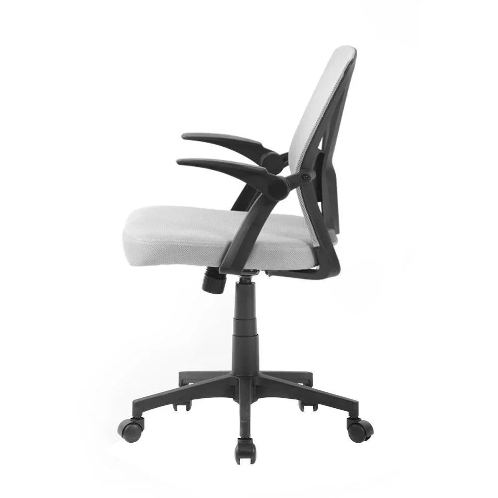 Back view of mesh office chair displaying breathable design and curved support.