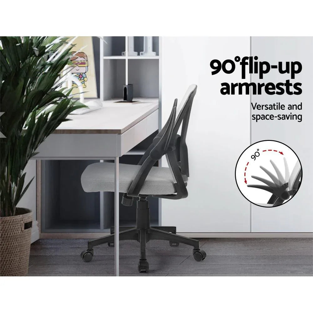 Detailed shot of chair’s adjustable height lever and sturdy base.