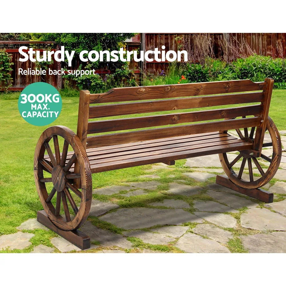 Close-up of strong, textured fir wood grain and craftsmanship on garden bench armrest