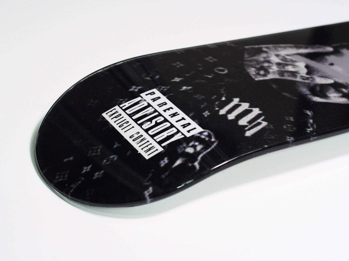 Posty Skateboard displayed vertically against white background showing full deck art.