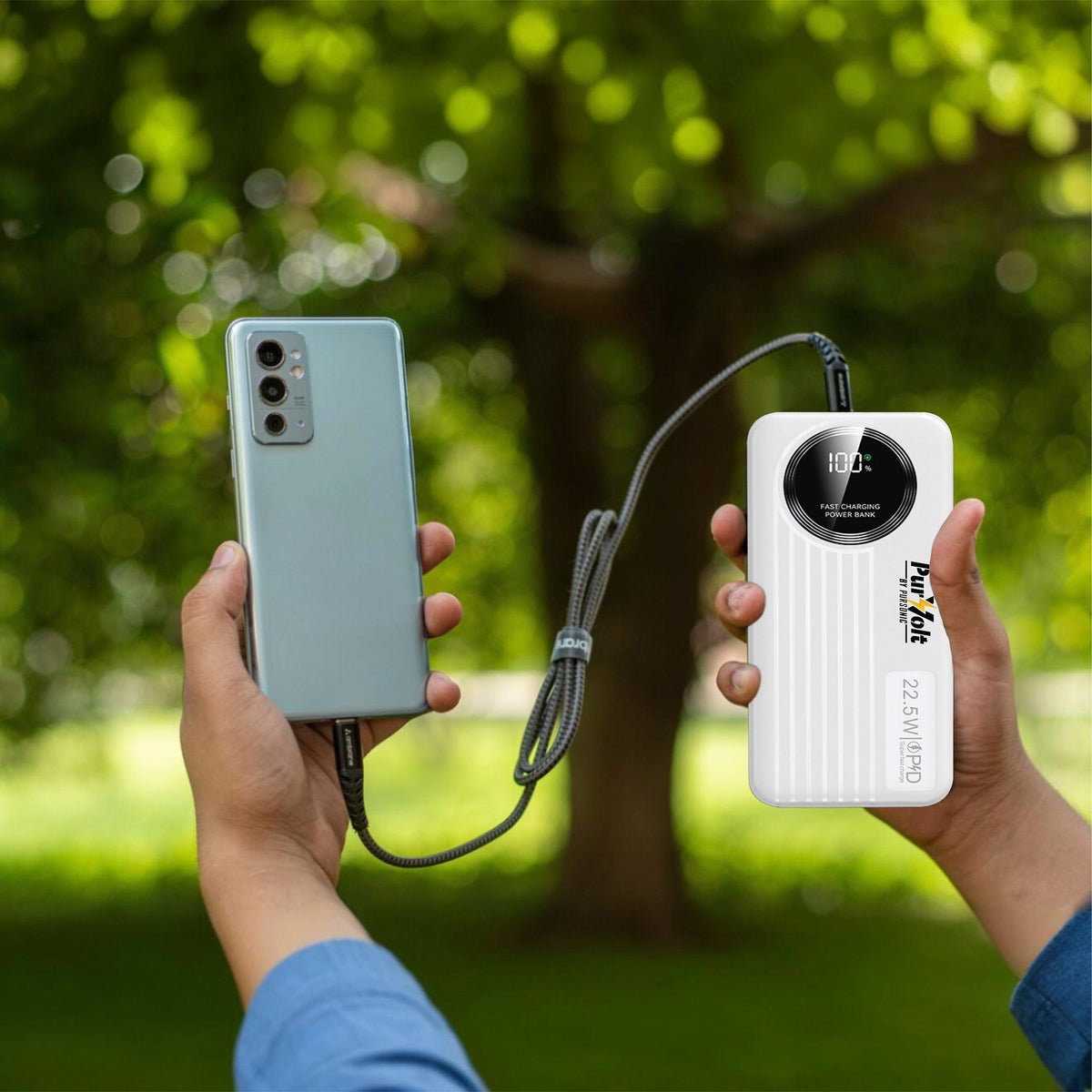 Pursonic 10,000mAh power bank charging devices on the go