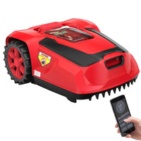 Top view of the 20V Robotic Lawn Mower cutting green grass automatically