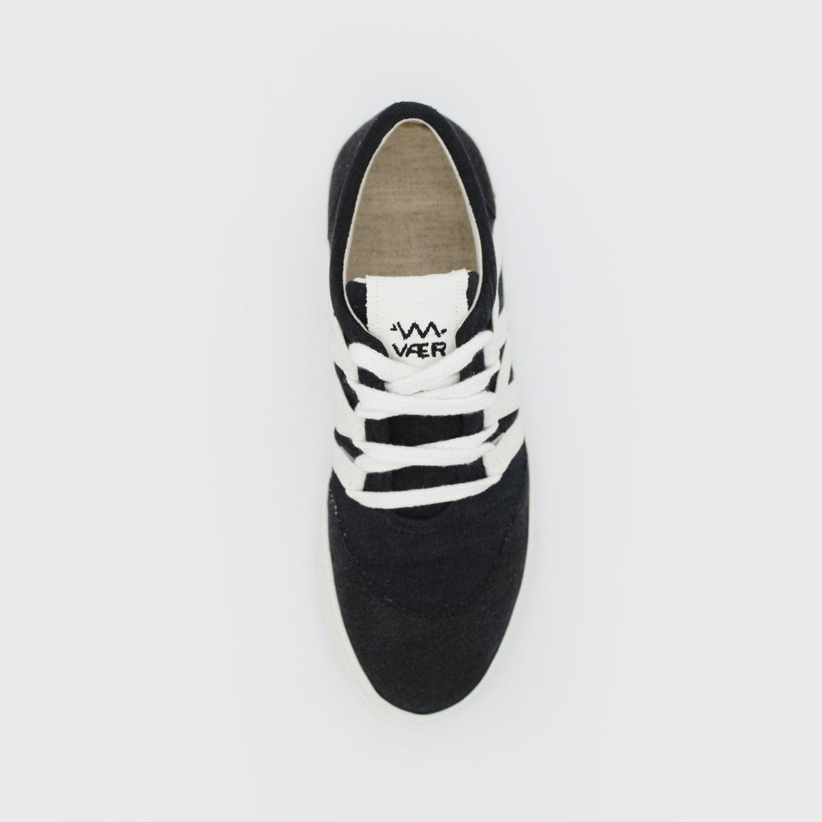 Black Phoenix Sneaker - top view showing upcycled materials