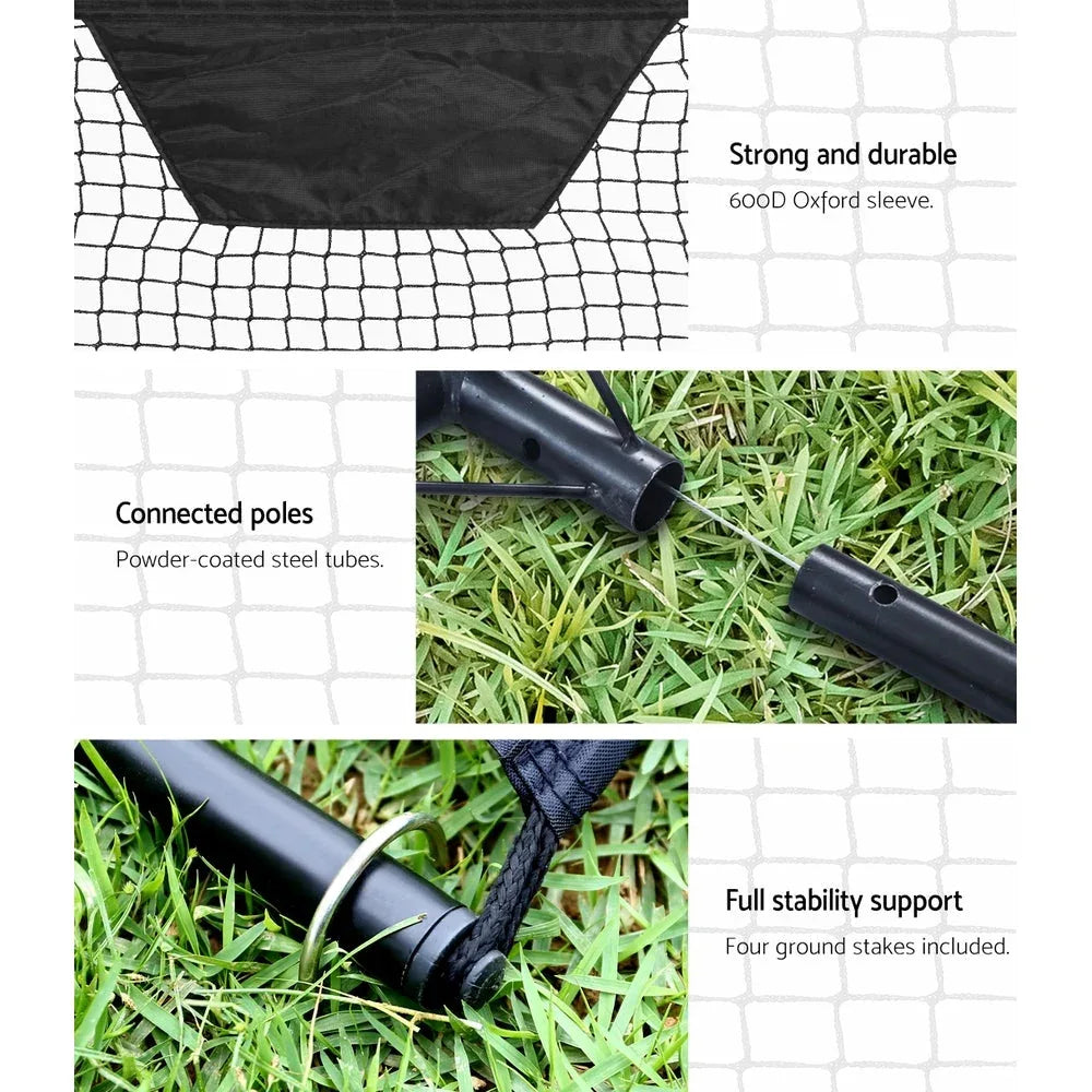 Goalkeeper training with Everfit Portable Soccer Rebounder Net simulating soccer ball rebound drills.