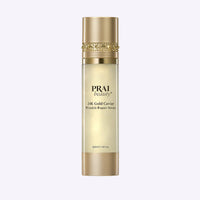 PRAI Beauty 24K Gold Caviar Wrinkle Repair Serum bottle with white and gold packaging.