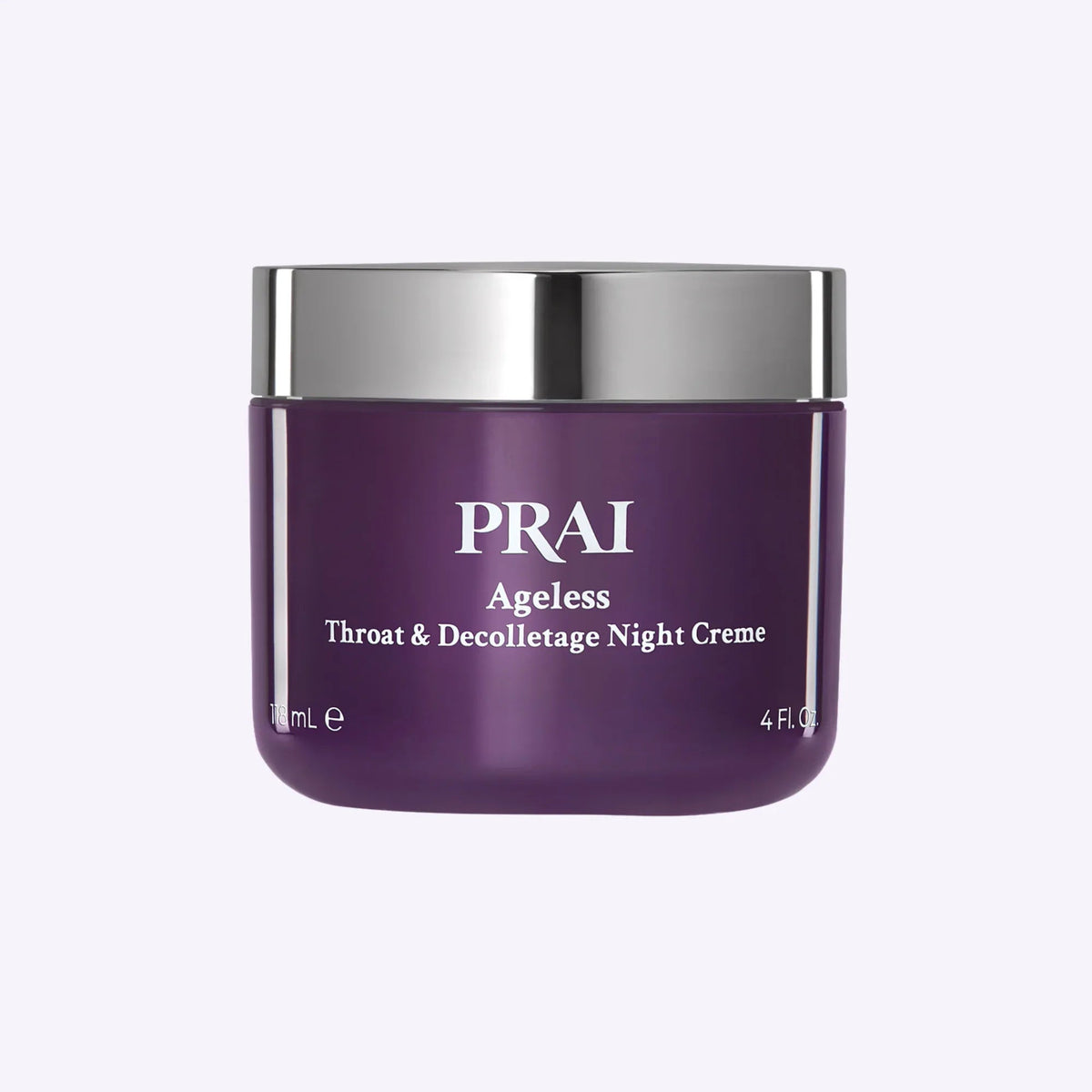 PRAI Beauty Ageless Throat & Decolletage Night Creme 118ml white jar with gold accents