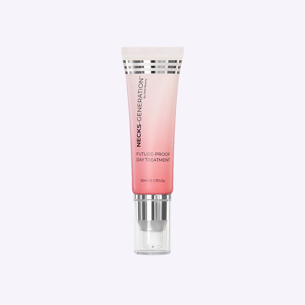 PRAI Beauty Necks-Generation Future-Proof Day Treatment in a clear glass jar with silver lid