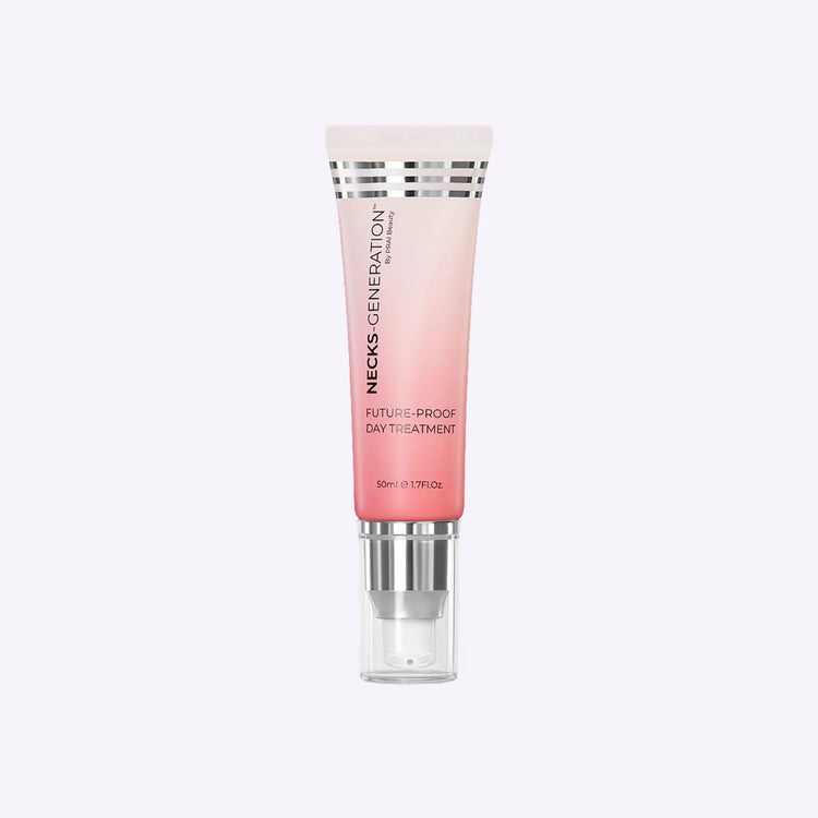 PRAI Beauty Necks-Generation Future-Proof Day Treatment in a clear glass jar with silver lid