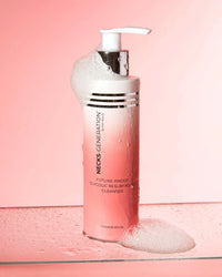 Close-up of Necks-Generation Glycolic Resurfacing Cleanser texture on a hand.