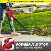 Close-up of leaf blower nozzle and trigger mechanism