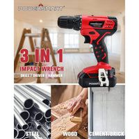 Charger unit with battery pack connected, designed for 20V cordless drill driver.