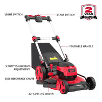 Battery and charger set included for cordless lawn mower